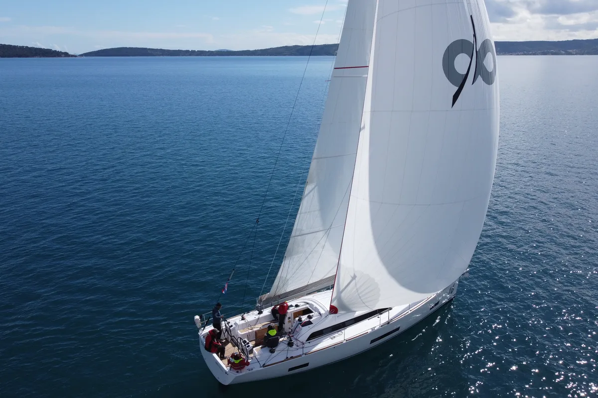 Exterior view of DEMETRA, a AD Boats Salona 46 sailboat at Grad Kaštela, Croatia