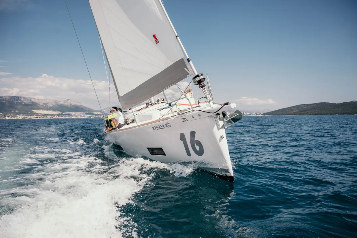 Exterior view of DEMETRA, a AD Boats Salona 46 sailboat at Grad Kaštela, Croatia