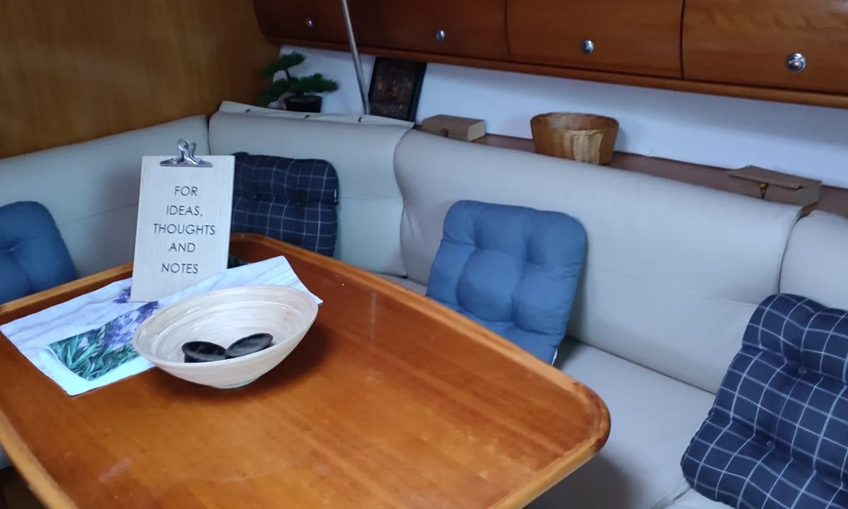 Salon of Tritonas, a Bavaria 38 Cruiser sailboat at Municipal Unit of Ellomenos, Greece
