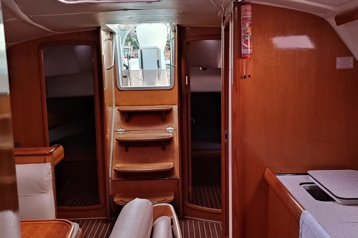 Salon of Tritonas, a Bavaria 38 Cruiser sailboat at Municipal Unit of Ellomenos, Greece