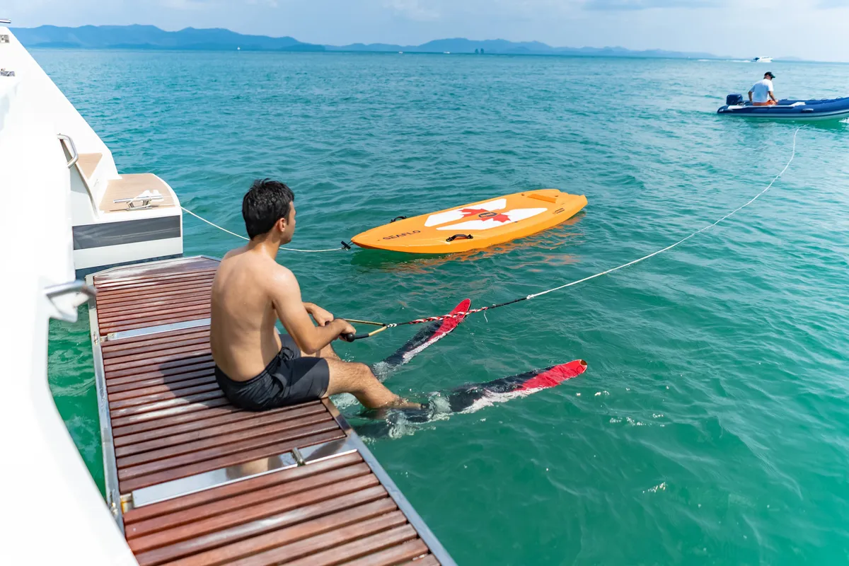Chammak Challo, a Fountaine Pajot Elba 45 catamaran at Mai Khao, Thailand