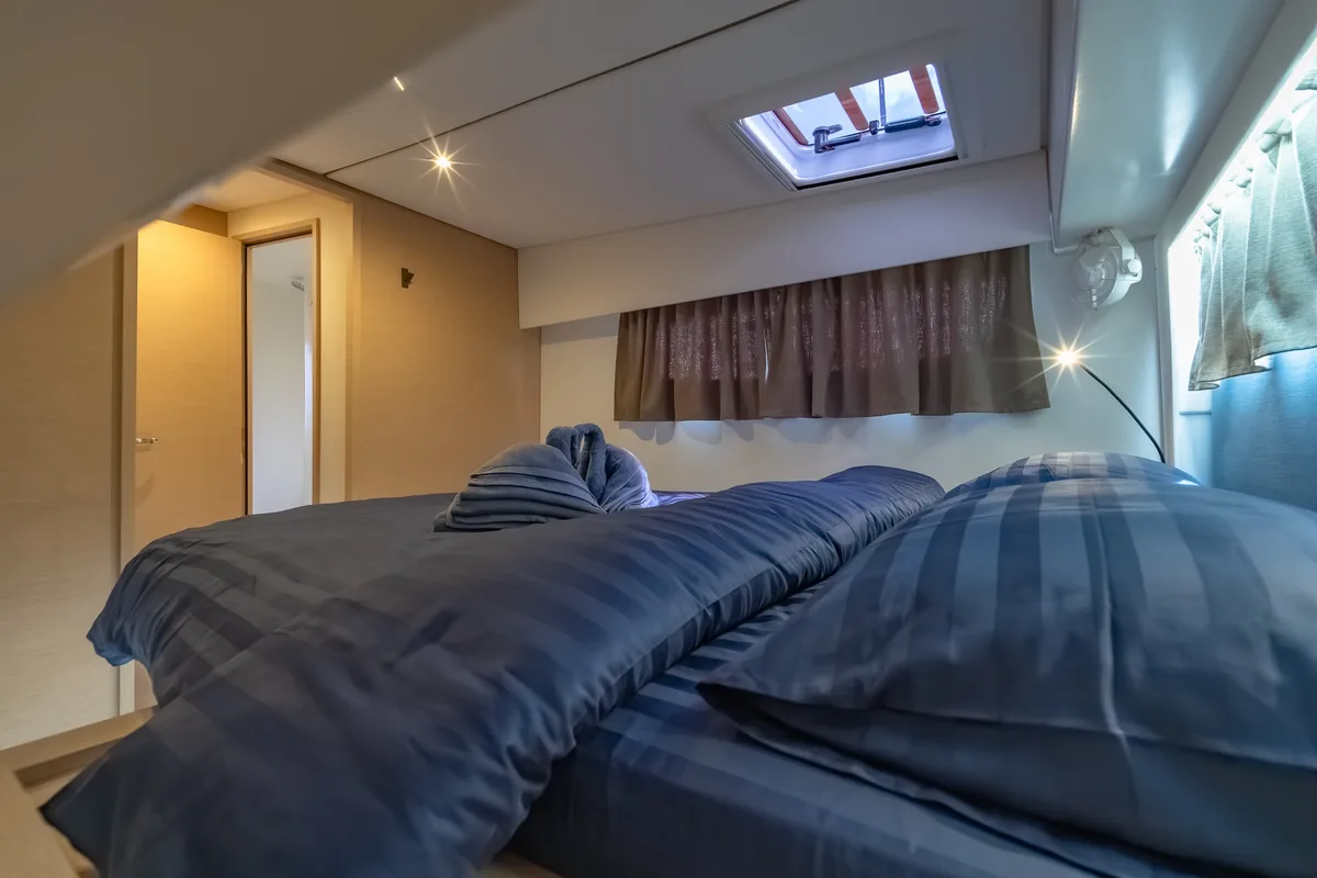 Cabin on Chammak Challo, a Fountaine Pajot Elba 45 catamaran at Mai Khao, Thailand