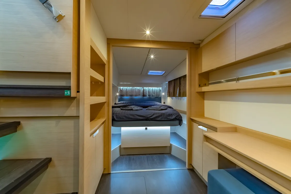Cabin on Chammak Challo, a Fountaine Pajot Elba 45 catamaran at Mai Khao, Thailand