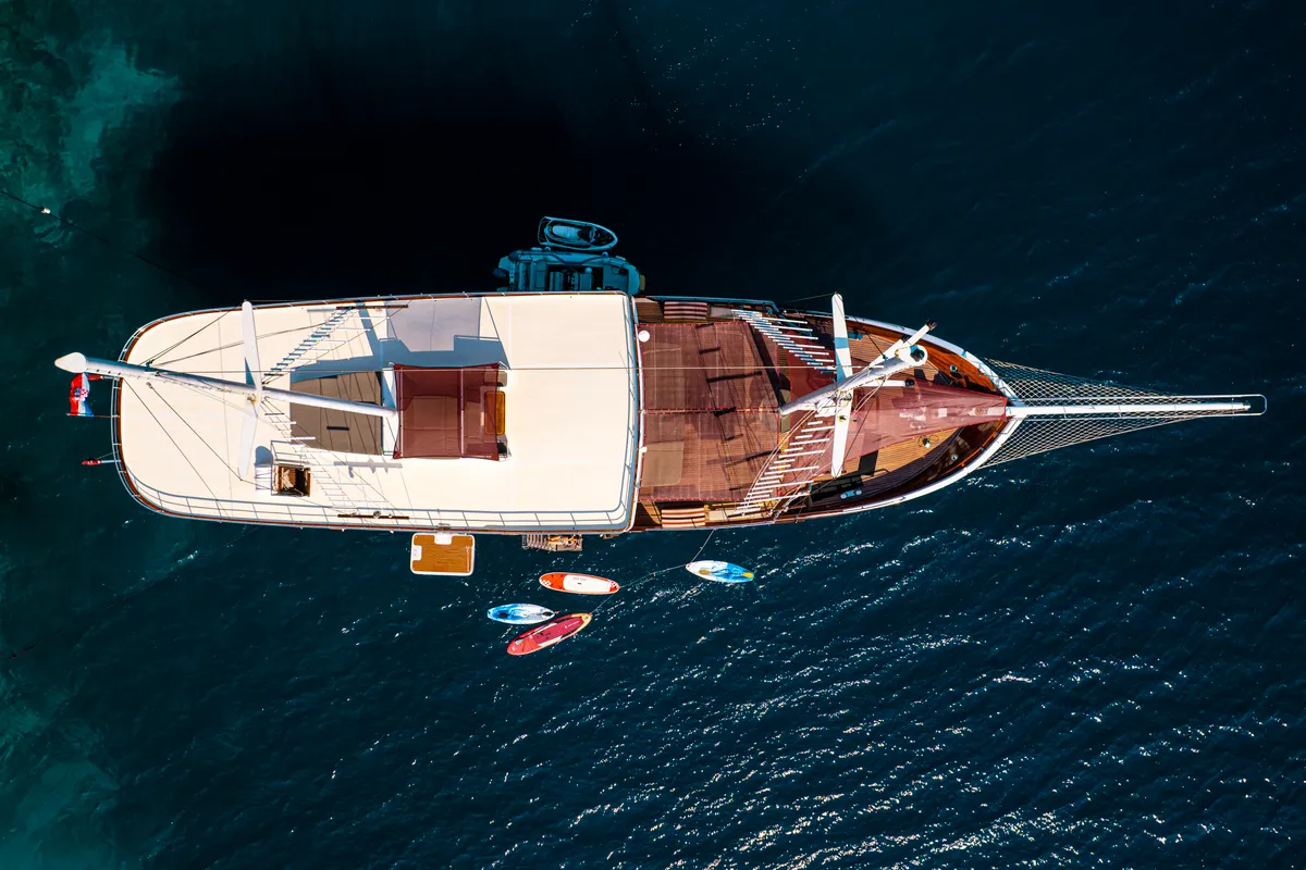 Exterior view of Cesarica, a Gulet Motor sailer sailboat at Split, Croatia