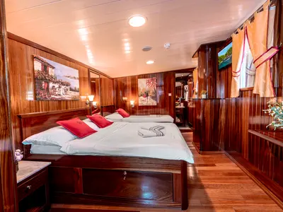 Cabin on Cesarica, a Gulet Motor sailer sailboat at Split, Croatia