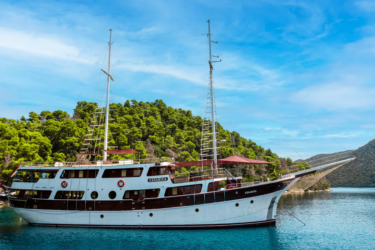 Exterior view of Cesarica, a Gulet Motor sailer sailboat at Split, Croatia