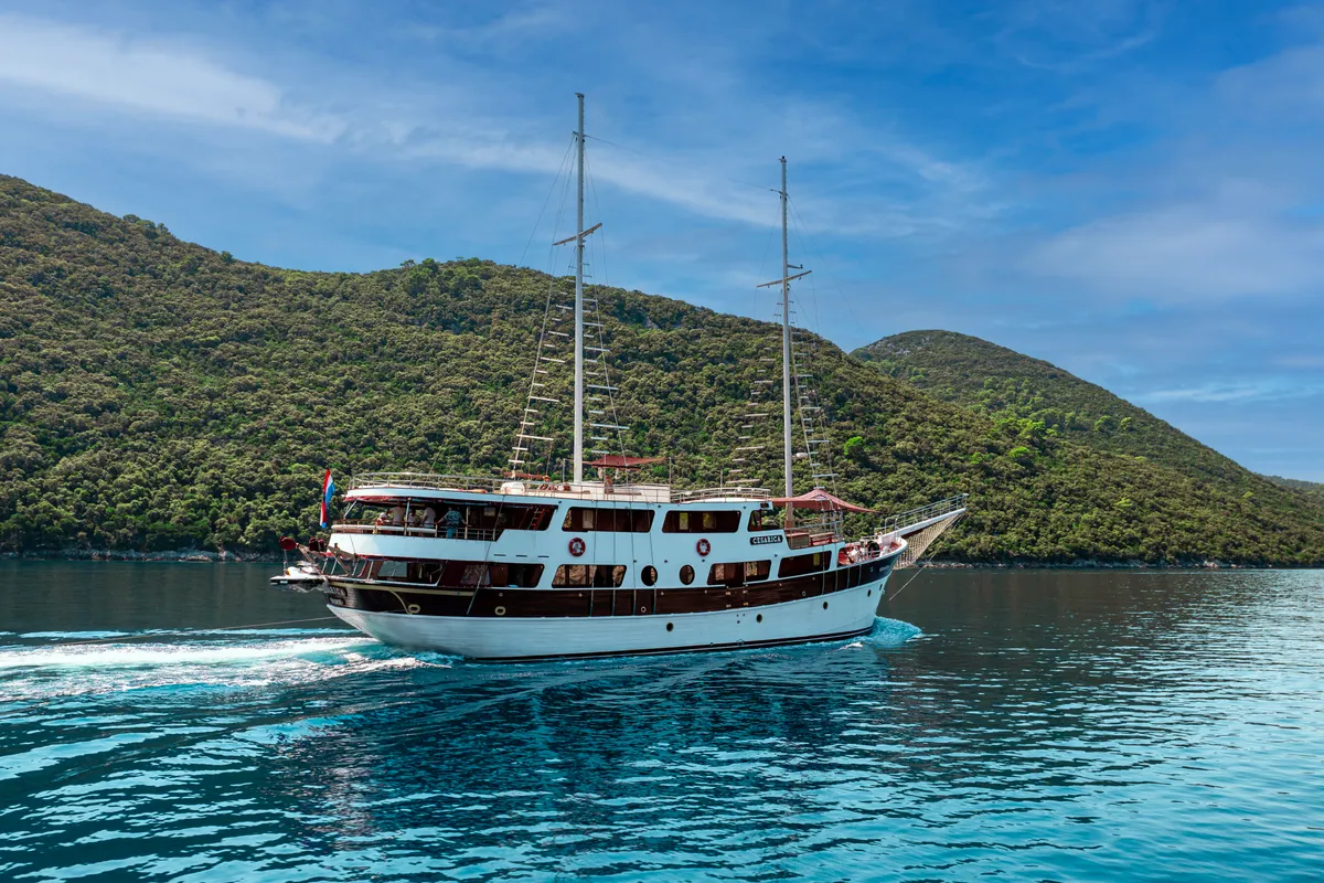 Exterior view of Cesarica, a Gulet Motor sailer sailboat at Split, Croatia