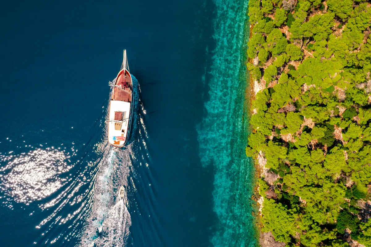 Exterior view of Cesarica, a Gulet Motor sailer sailboat at Split, Croatia