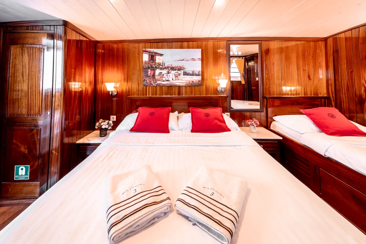 Cabin on Cesarica, a Gulet Motor sailer sailboat at Split, Croatia