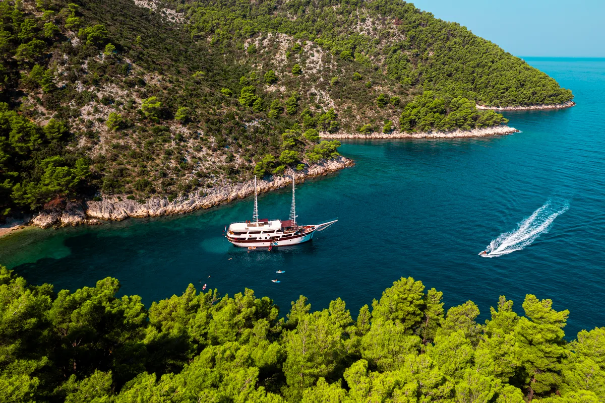 Exterior view of Cesarica, a Gulet Motor sailer sailboat at Split, Croatia