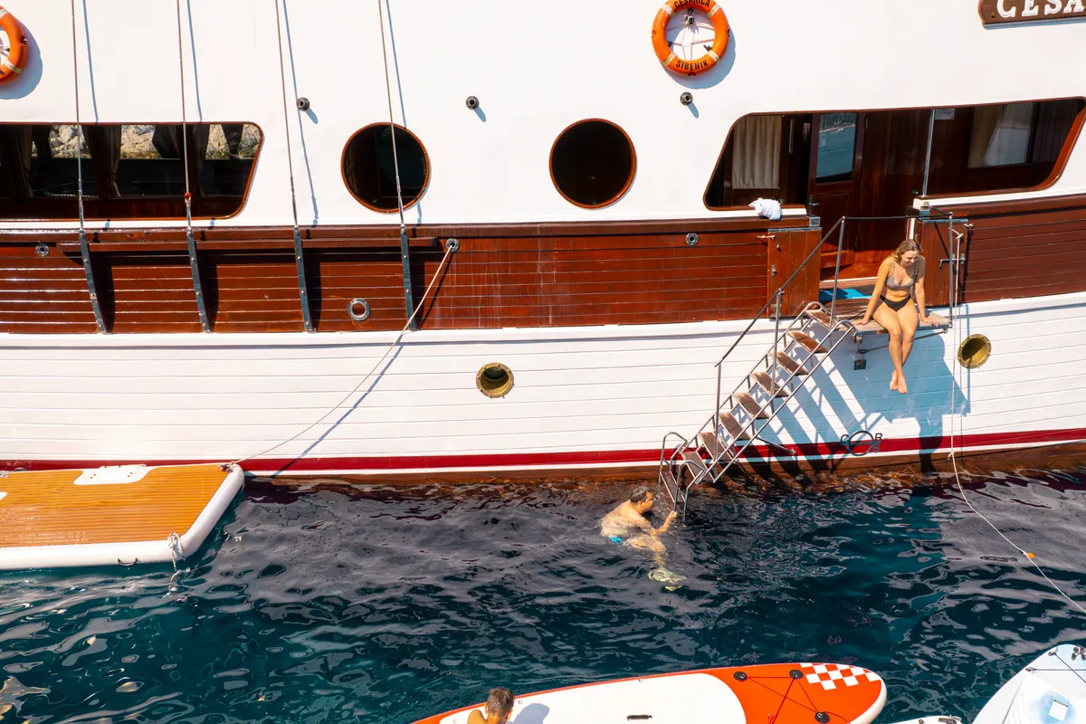 Exterior view of Cesarica, a Gulet Motor sailer sailboat at Split, Croatia