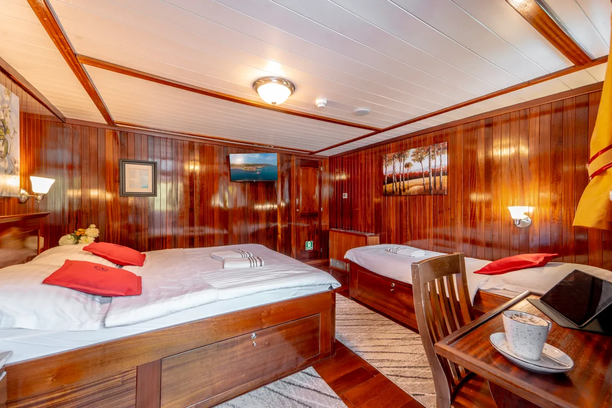 Cabin on Cesarica, a Gulet Motor sailer sailboat at Split, Croatia