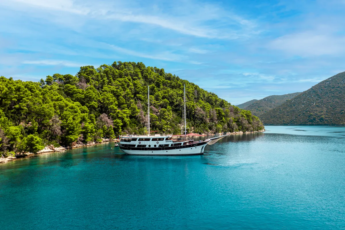 Exterior view of Cesarica, a Gulet Motor sailer sailboat at Split, Croatia