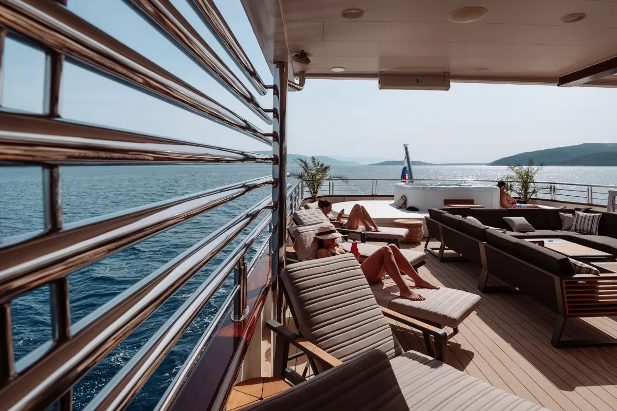 Deck of Freedom, a Gulet Motoryacht motor yacht at Split, Croatia