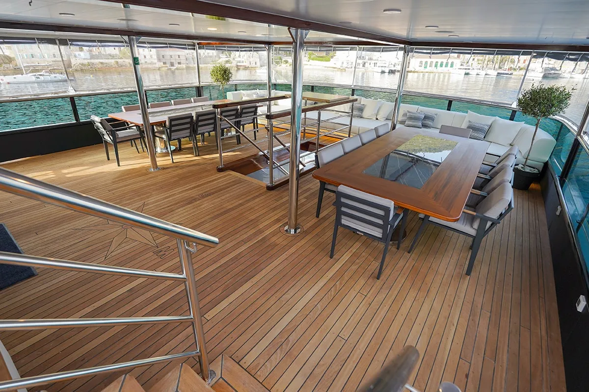 Deck of Freedom, a Gulet Motoryacht motor yacht at Split, Croatia