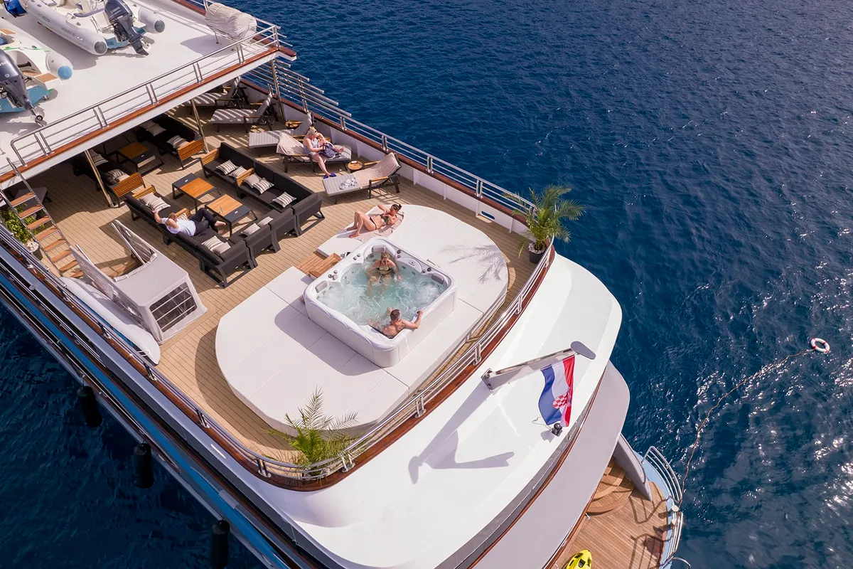 Deck of Freedom, a Gulet Motoryacht motor yacht at Split, Croatia