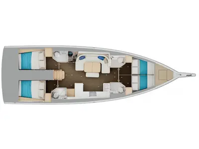 Floor plan of Deux-Mi, a Jeanneau Sun Odyssey 455 sailboat at Municipal Unit of Rhodes, Greece
