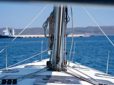 Deck of ALEXE, a Elan Impression 45 sailboat at Municipal Unit of Lefkada, Greece