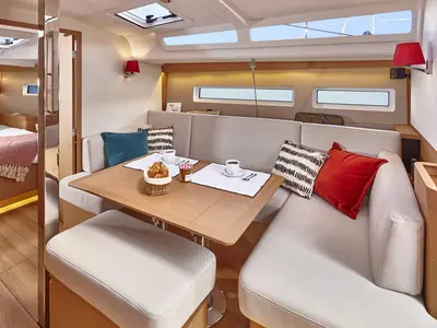 Salon of Musica, a Jeanneau Sun Odyssey 440 sailboat at Castellammare di Stabia, Italy