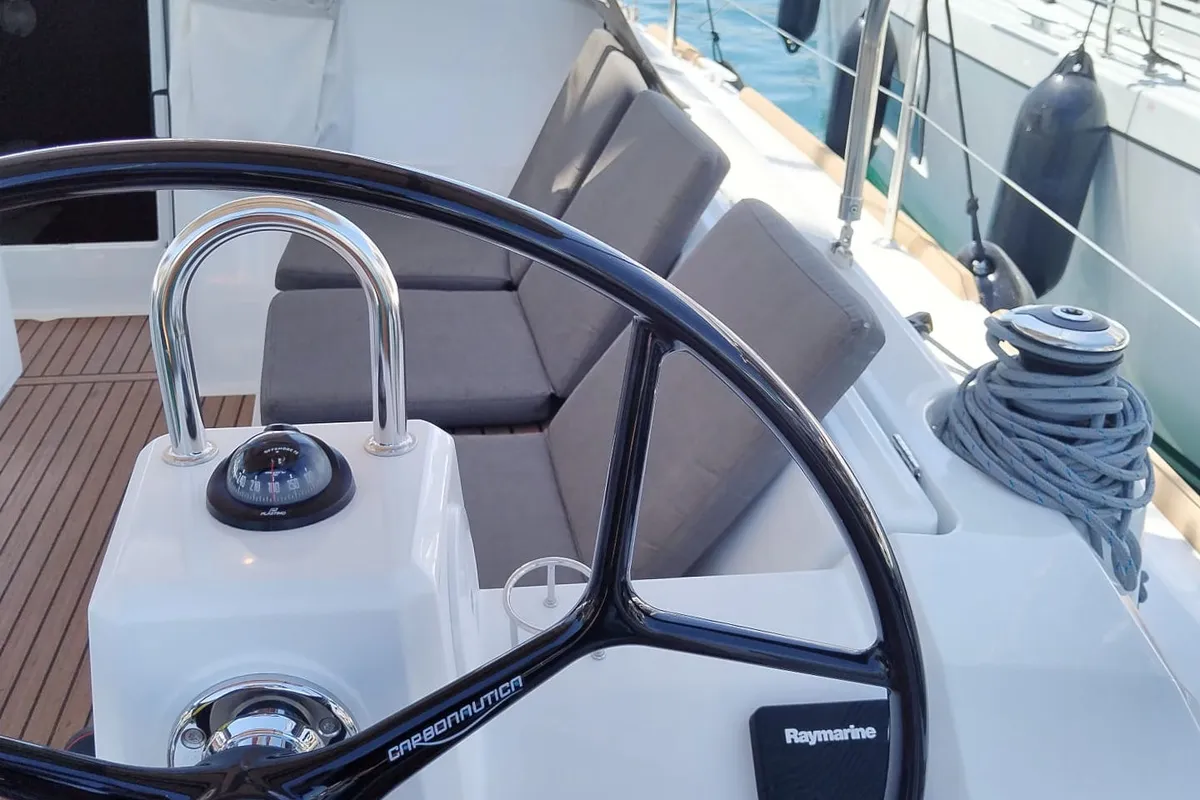 Cockpit of Diana, a Beneteau Oceanis 38.1 sailboat at Punat, Croatia
