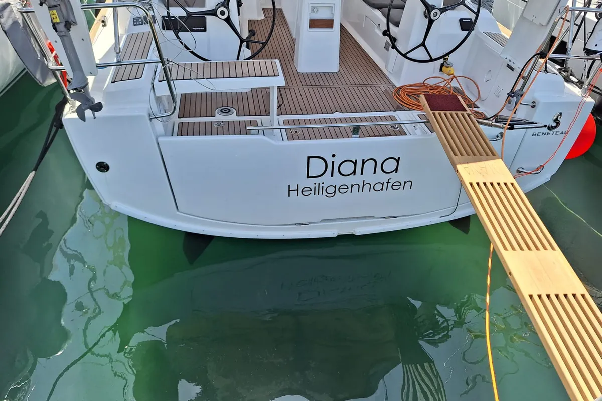 Exterior view of Diana, a Beneteau Oceanis 38.1 sailboat at Punat, Croatia