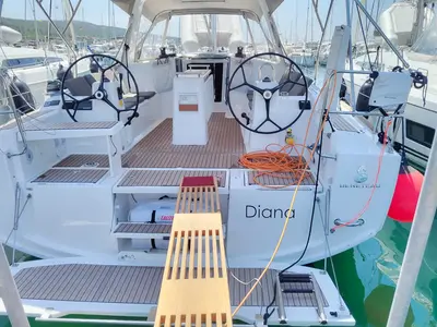 Cockpit of Diana, a Beneteau Oceanis 38.1 sailboat at Punat, Croatia