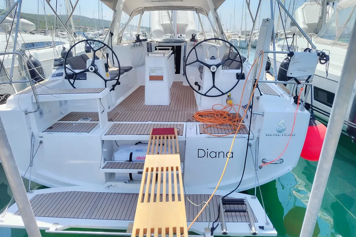 Cockpit of Diana, a Beneteau Oceanis 38.1 sailboat at Punat, Croatia