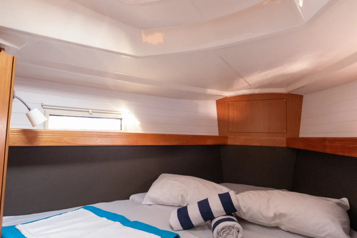 Cabin on Marlo, a Bavaria Cruiser 37 sailboat at Athens, Greece