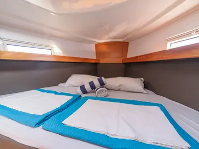 Deck of Marlo, a Bavaria Cruiser 37 sailboat at Athens, Greece