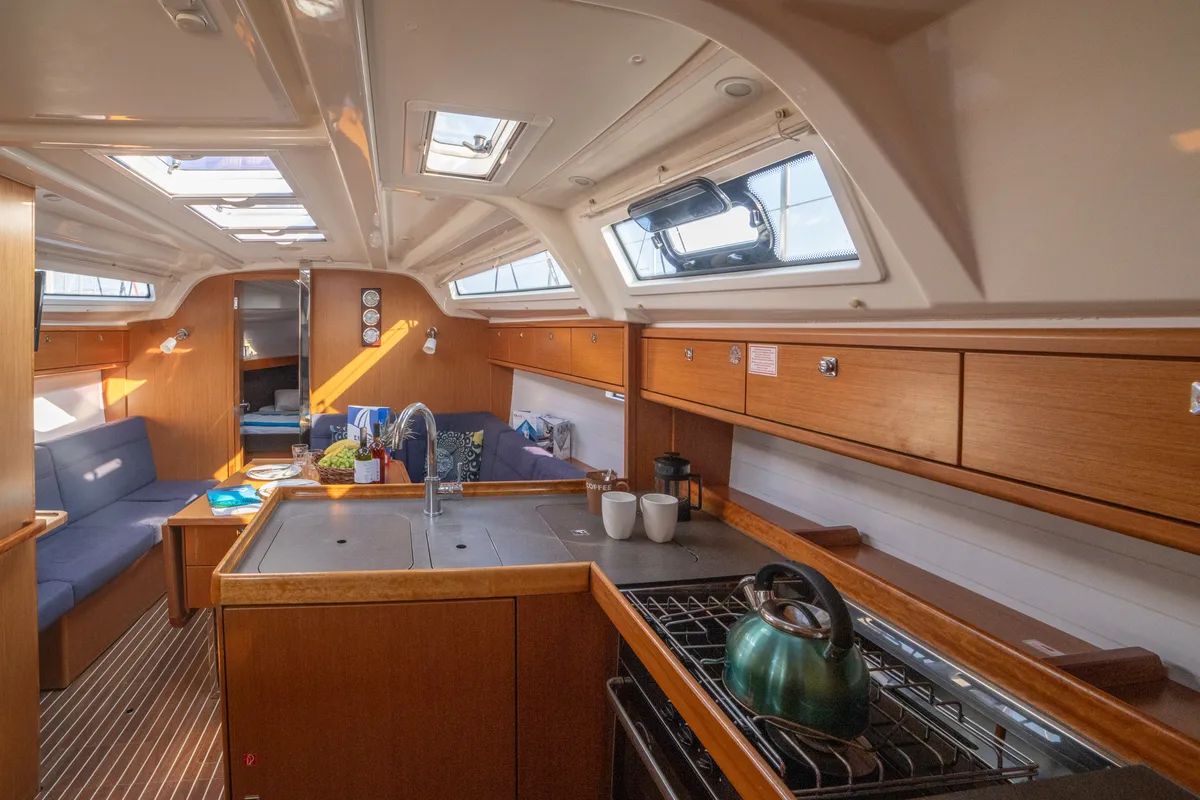 Salon of Marlo, a Bavaria Cruiser 37 sailboat at Athens, Greece