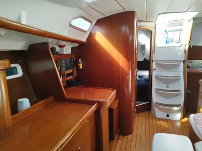 Salon of Athina Sails, a Beneteau Oceanis 393 sailboat at Municipal Unit of Lefkada, Greece