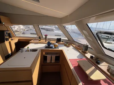 Galley of Daria 2, a Nautitech 46 Fly catamaran at Marmaris, Turkey