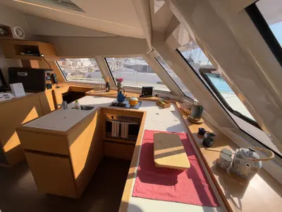 Galley of Daria 2, a Nautitech 46 Fly catamaran at Marmaris, Turkey