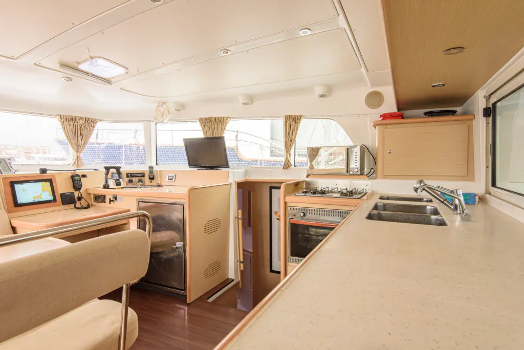 Galley of Enjala, a Lagoon 440 catamaran at San Vincenzo, Italy