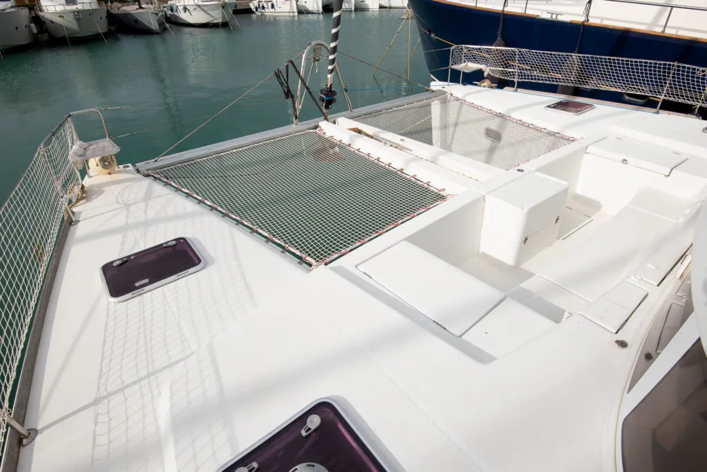 Deck of Enjala, a Lagoon 440 catamaran at San Vincenzo, Italy