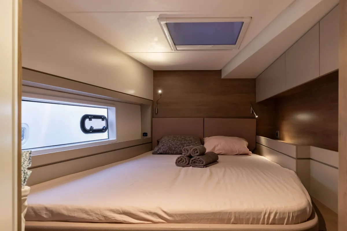 Cabin on Maritina, a Bali 4.4 catamaran at Parikia, Greece