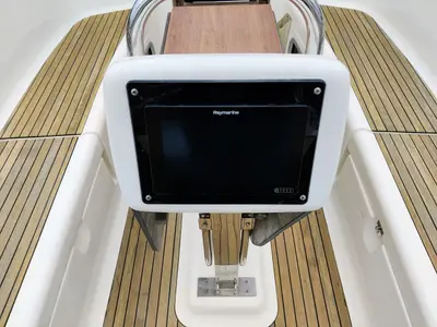 Cockpit of Gin & Tonic, a Bavaria 47 Cruiser sailboat at Općina Sukošan, Croatia