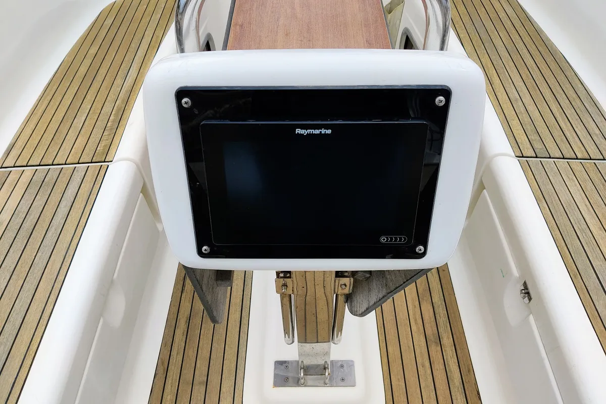 Cockpit of Gin & Tonic, a Bavaria 47 Cruiser sailboat at Općina Sukošan, Croatia