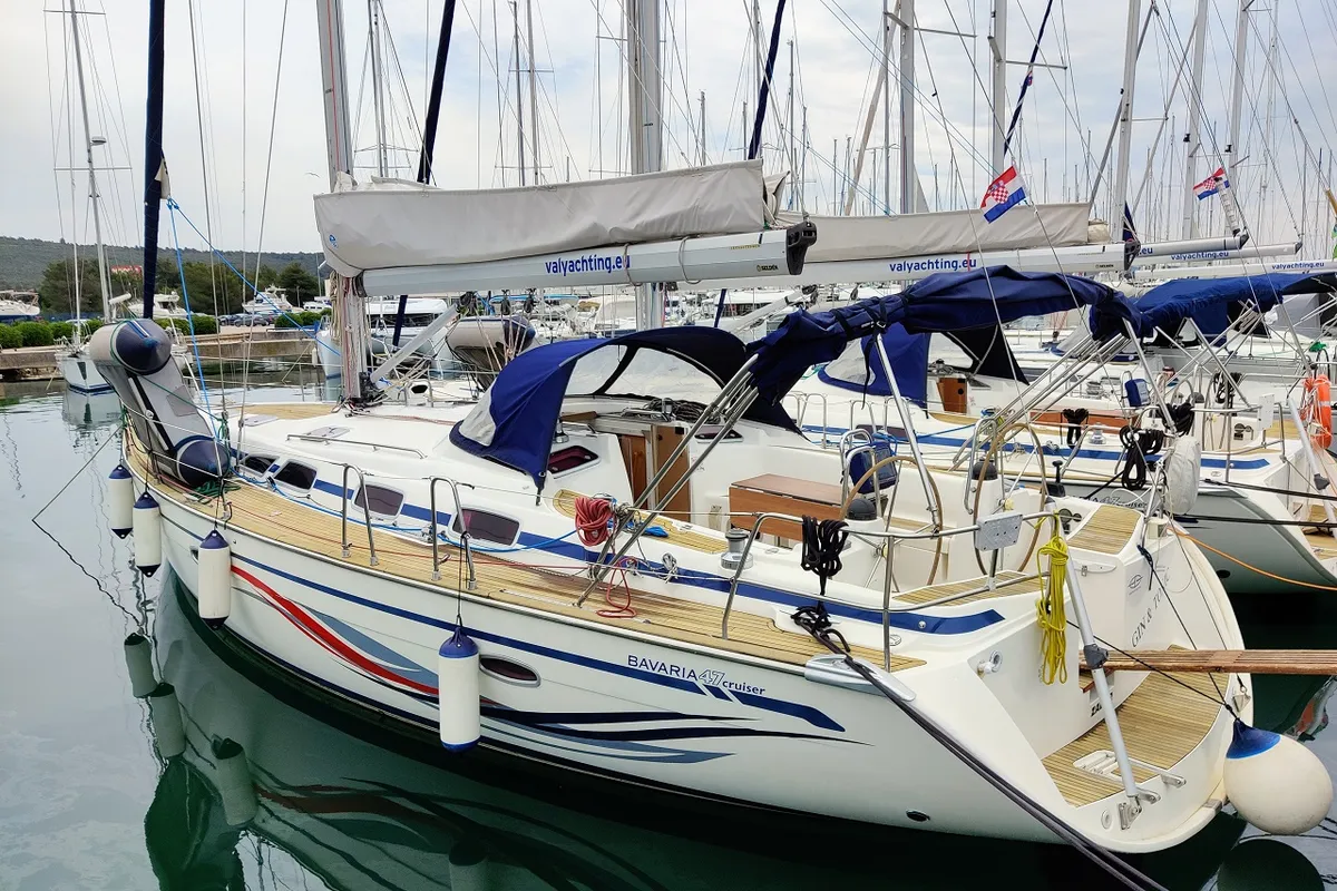 Exterior view of Gin & Tonic, a Bavaria 47 Cruiser sailboat at Općina Sukošan, Croatia