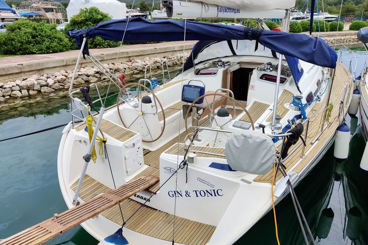 Deck of Gin & Tonic, a Bavaria 47 Cruiser sailboat at Općina Sukošan, Croatia