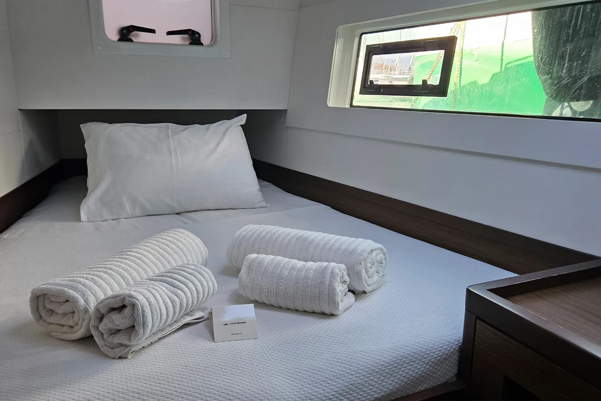 Cabin on Mithra, a Lagoon 40 catamaran at Fethiye, Turkey