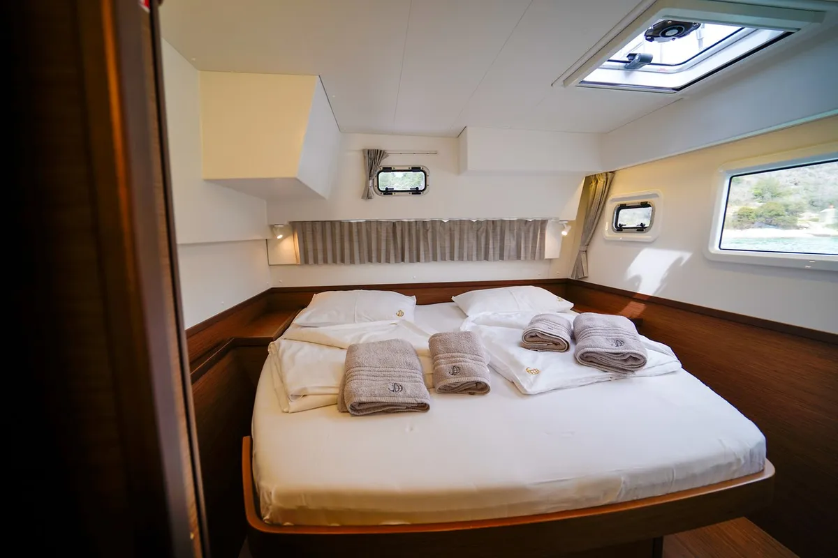 Cabin on Vesper, a Lagoon 42 catamaran at Seget Donji, Croatia