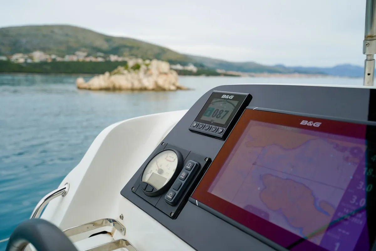 Cockpit of Vesper, a Lagoon 42 catamaran at Seget Donji, Croatia