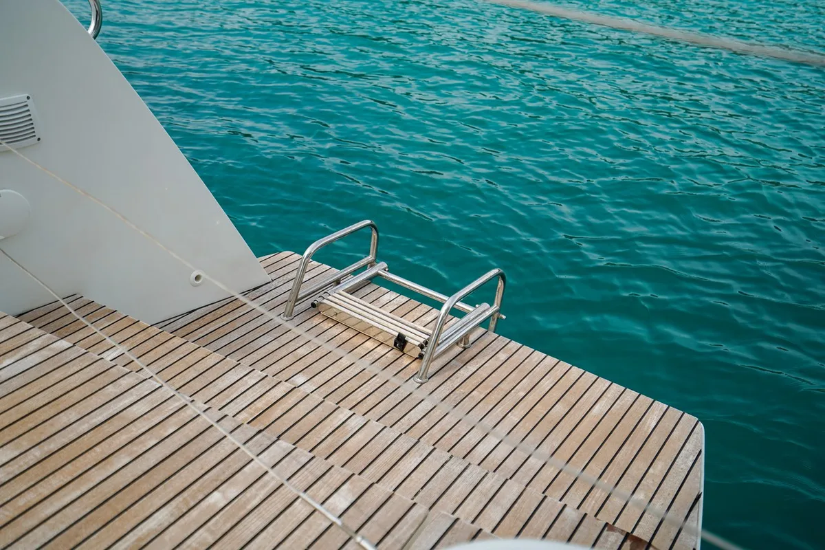 Deck of Vesper, a Lagoon 42 catamaran at Seget Donji, Croatia