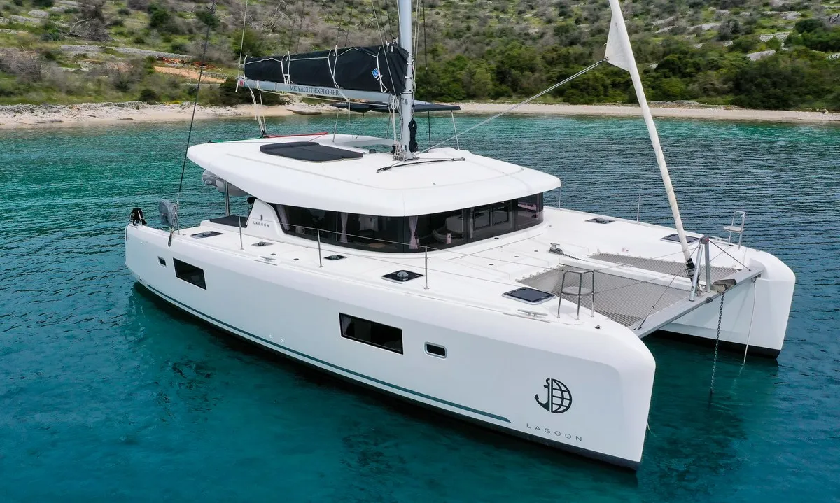 Exterior view of Vesper, a Lagoon 42 catamaran at Seget Donji, Croatia