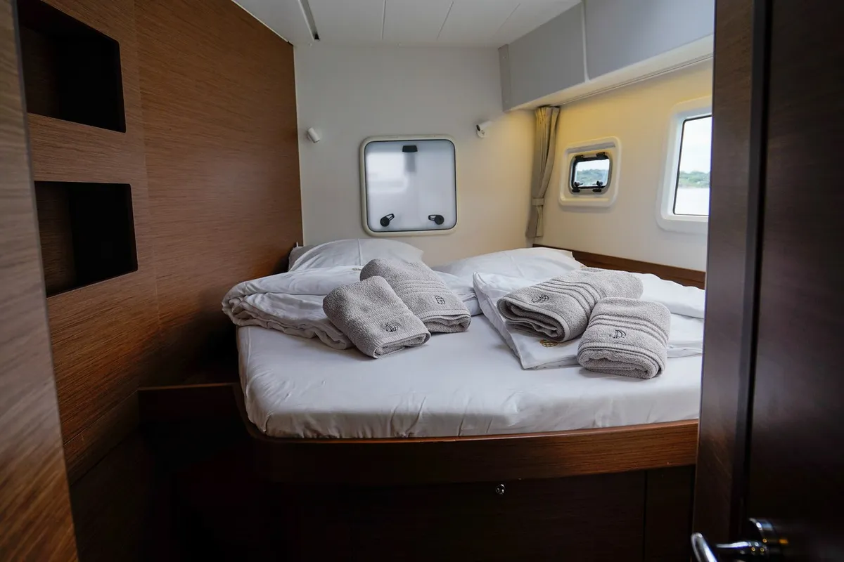 Cabin on Vesper, a Lagoon 42 catamaran at Seget Donji, Croatia