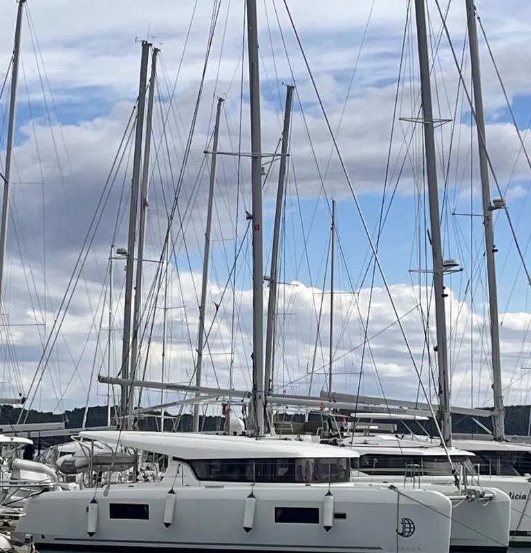 Exterior view of Vesper, a Lagoon 42 catamaran at Seget Donji, Croatia
