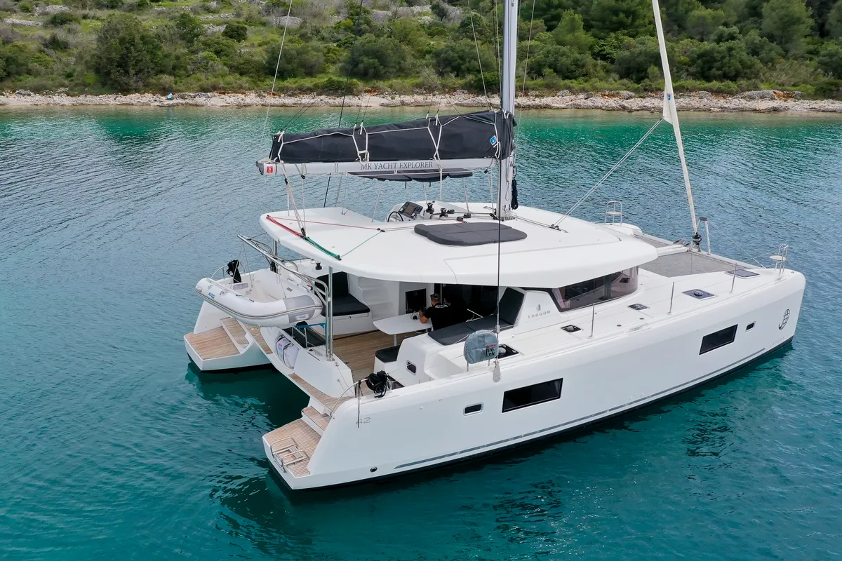 Exterior view of Vesper, a Lagoon 42 catamaran at Seget Donji, Croatia