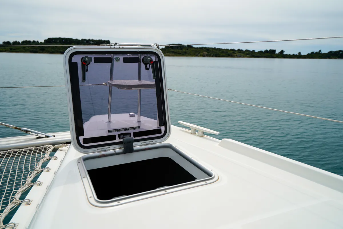 Deck of Vesper, a Lagoon 42 catamaran at Seget Donji, Croatia
