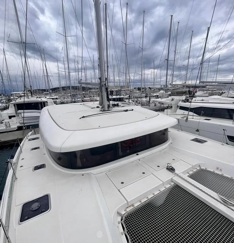 Deck of Vesper, a Lagoon 42 catamaran at Seget Donji, Croatia